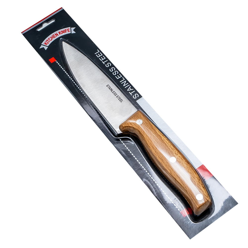 Cutit din inox, cu maner din lemn, 15 cm - imagine 4