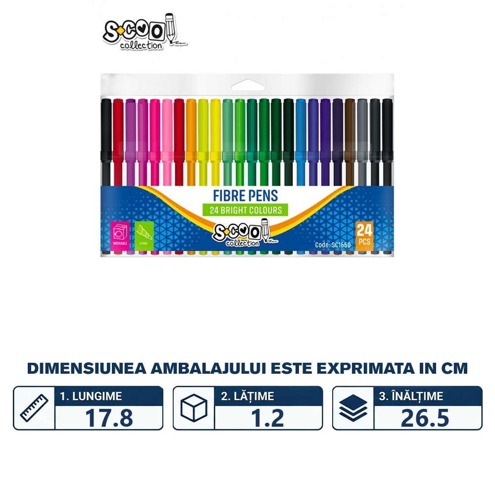 Carioca, 2mm, 24 cul/cutie PVC - S-COOL - imagine 2