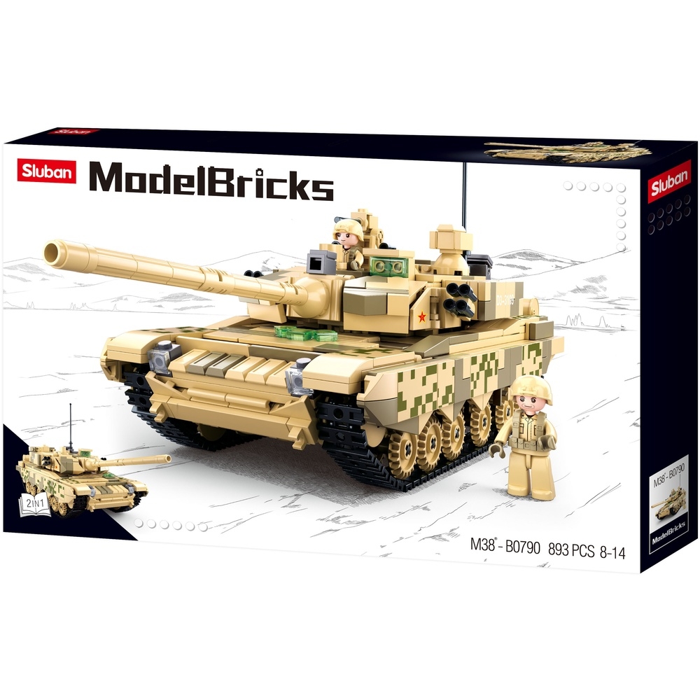 Set de constructie Machete, 893 piese, Tanc, tip 99A - Sluban