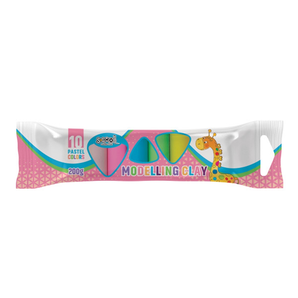 Plastilina, culori pastel, 10 culori/set, 200 g - S-COOL