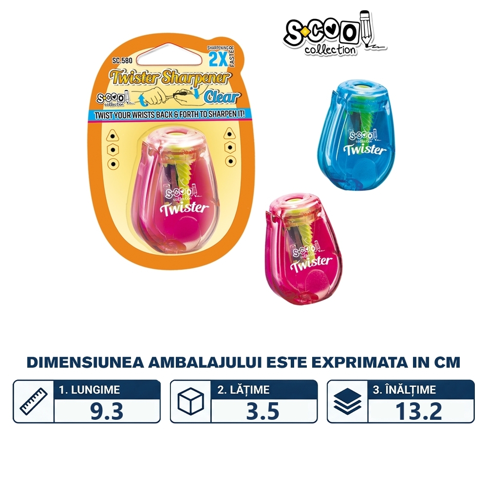 Ascutitoare cu container, dubla rasucire, 1 buc/blister - S-COOL - imagine 2