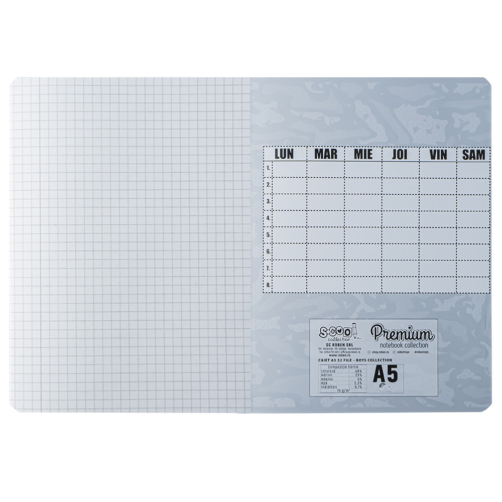 Caiet A5, 52 file AR, Premium, 75g, Boys Collection - S-COOL - imagine 7