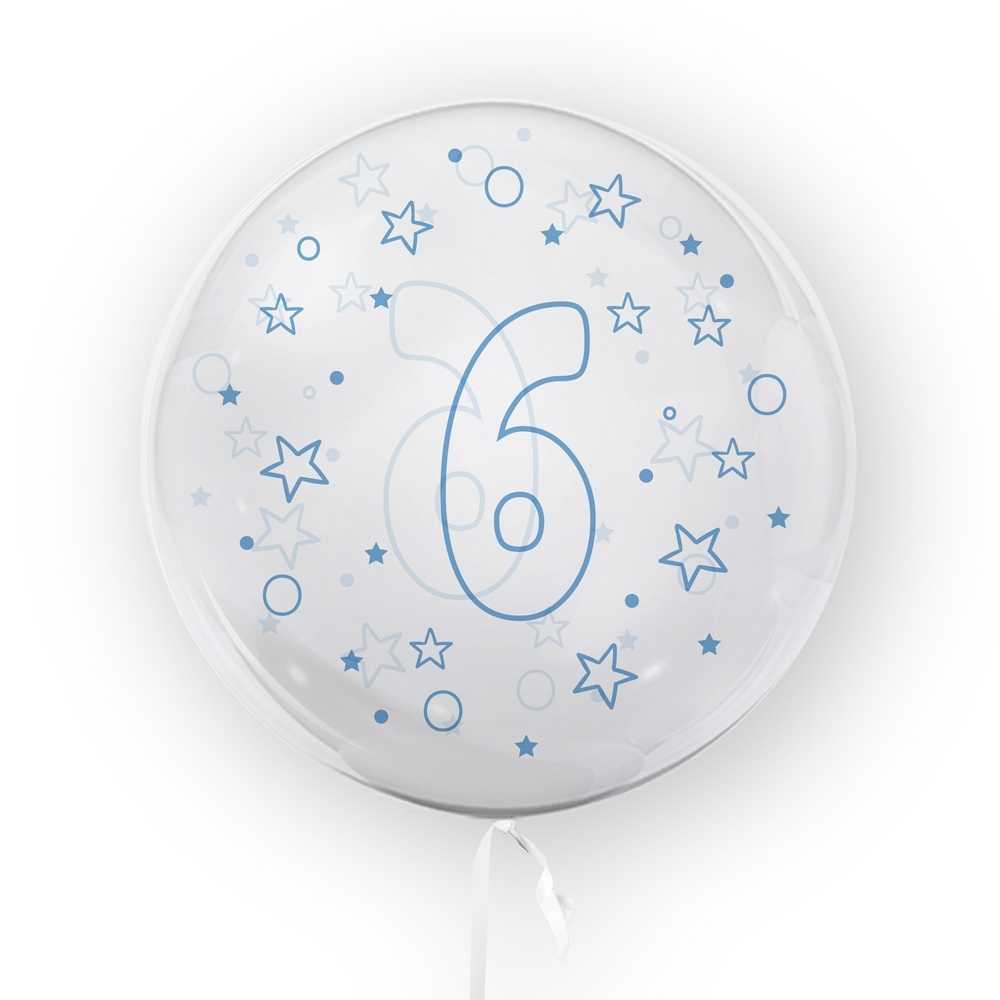 Balon transparent, 45 cm - cifra 6, baieti - TUBAN
