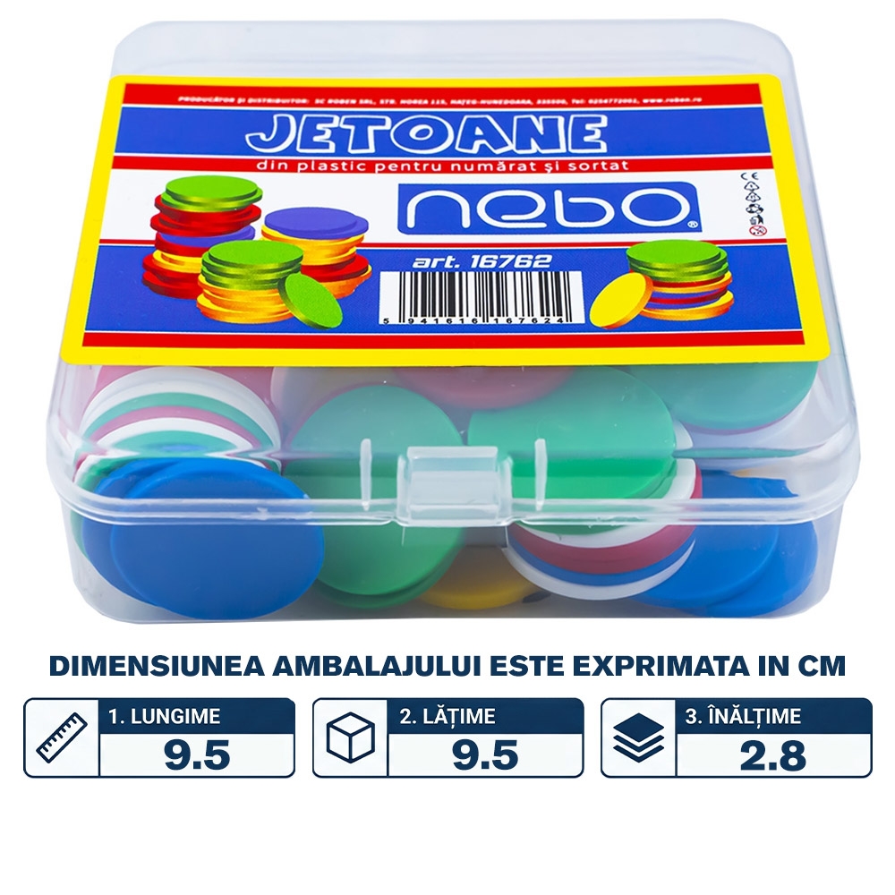 Jetoane din plastic, 80 buc/set - NEBO - imagine 2