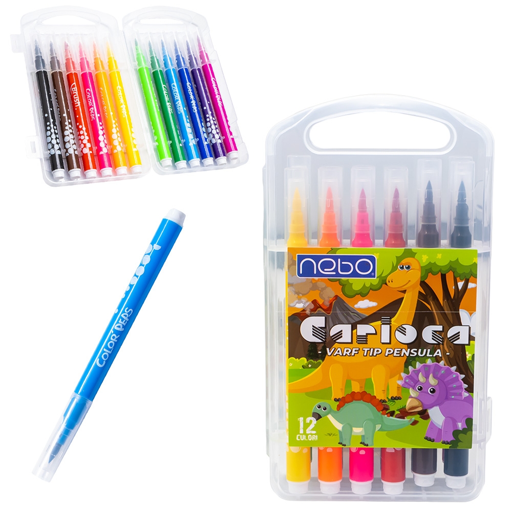 Carioca, varf tip pensula, 12 buc/set - NEBO