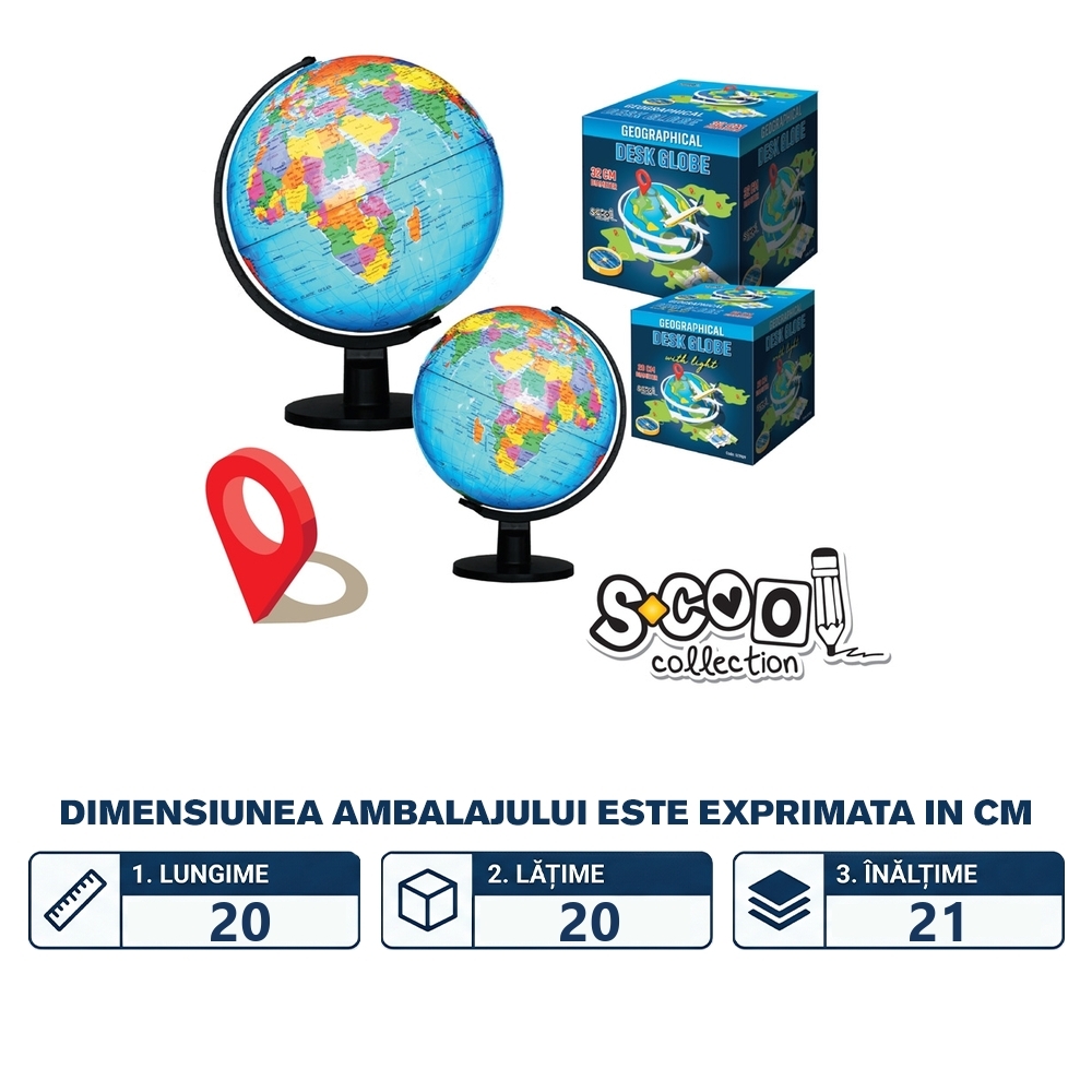Glob pamantesc cu lumina, 20 cm - S-COOL - imagine 2