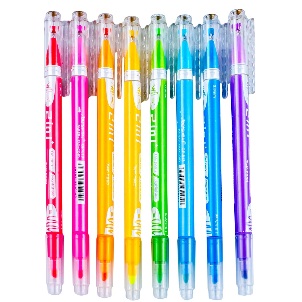 Pix cu gel + text marker, 2 capete, 8 culori/set - imagine 4