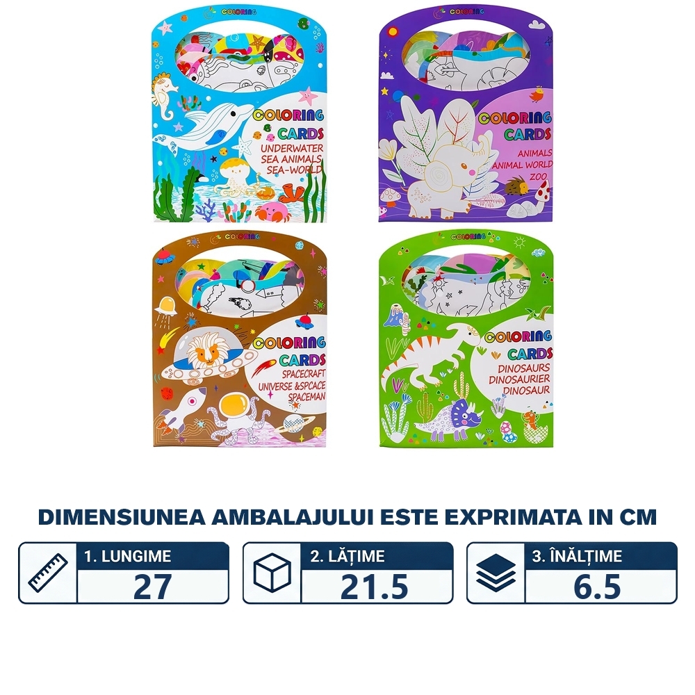 Cartonase de colorat, cu animale, 6 buc/set - imagine 2