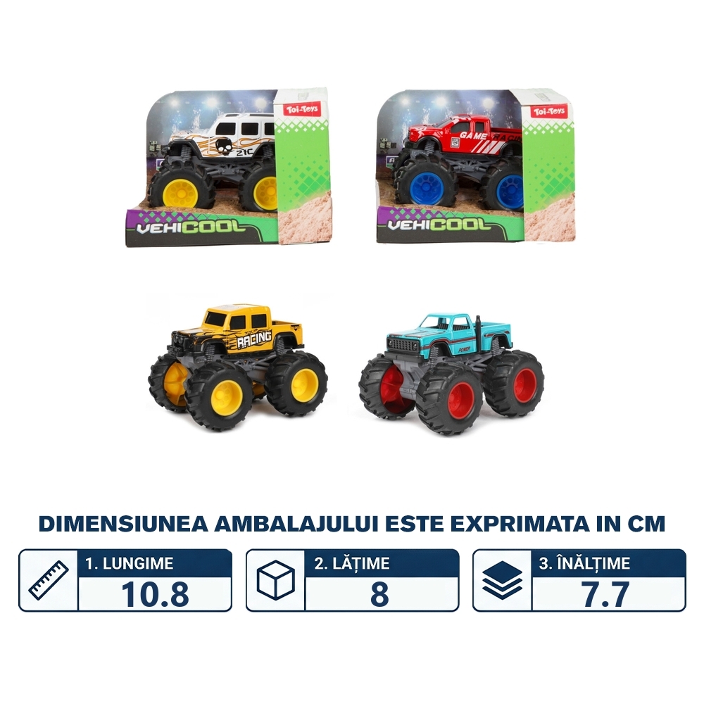 Masina Monster Truck, din metal - Toi-Toys - imagine 2