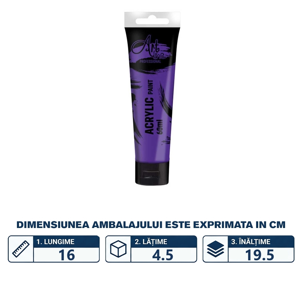 Vopsea acrilica Art, 60 ml, 6buc/set, VIOLET - ARTLINE - imagine 2