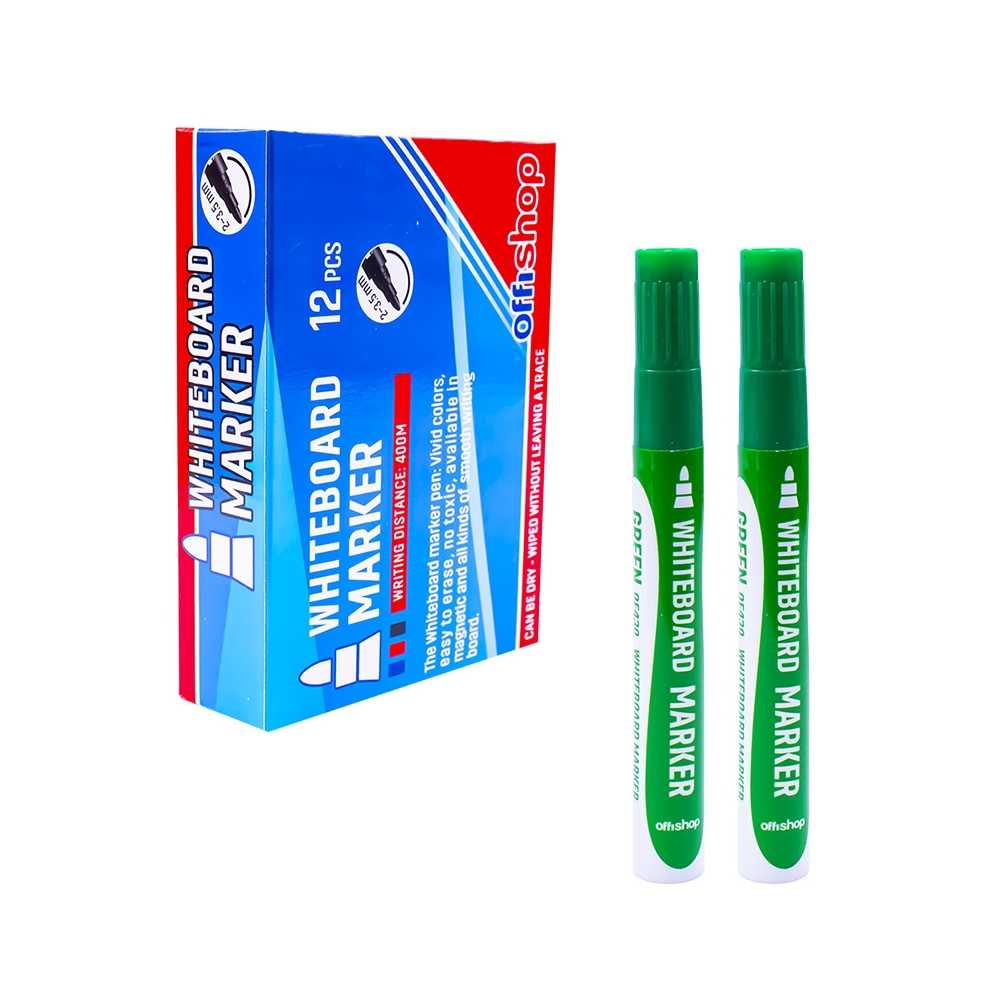 Marker whiteboard, verde, 2-3,5 mm, 12/set - OFFISHOP