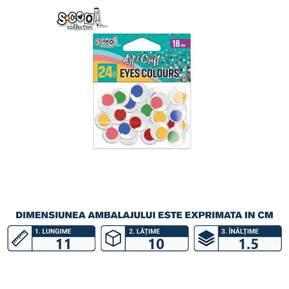 Accesorii craft, ochisori color, 18 mm, 24 buc/set - S-COOL - imagine 2