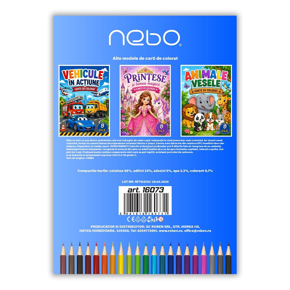 Carte de colorat A4, 8 file, Animale vesele - NEBO - imagine 4