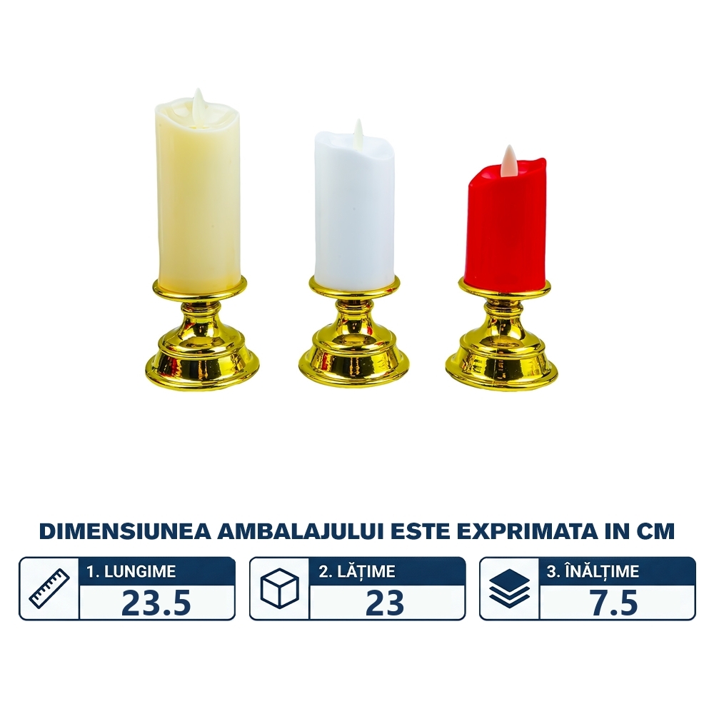 Lumanare ornamentala - Candela, 3 buc/set - imagine 2