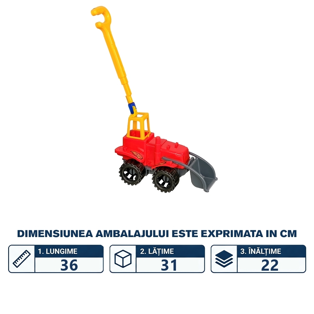 Jucarie de impins, tractor cu incarcator, 78 cm - BY TOYS - imagine 2