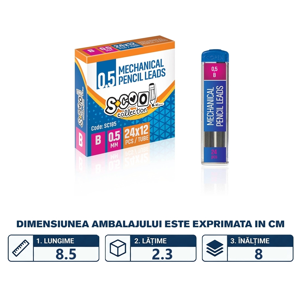 Mine creion mecanic 0.5 mm, B, 24 buc/set - S-COOL - imagine 2