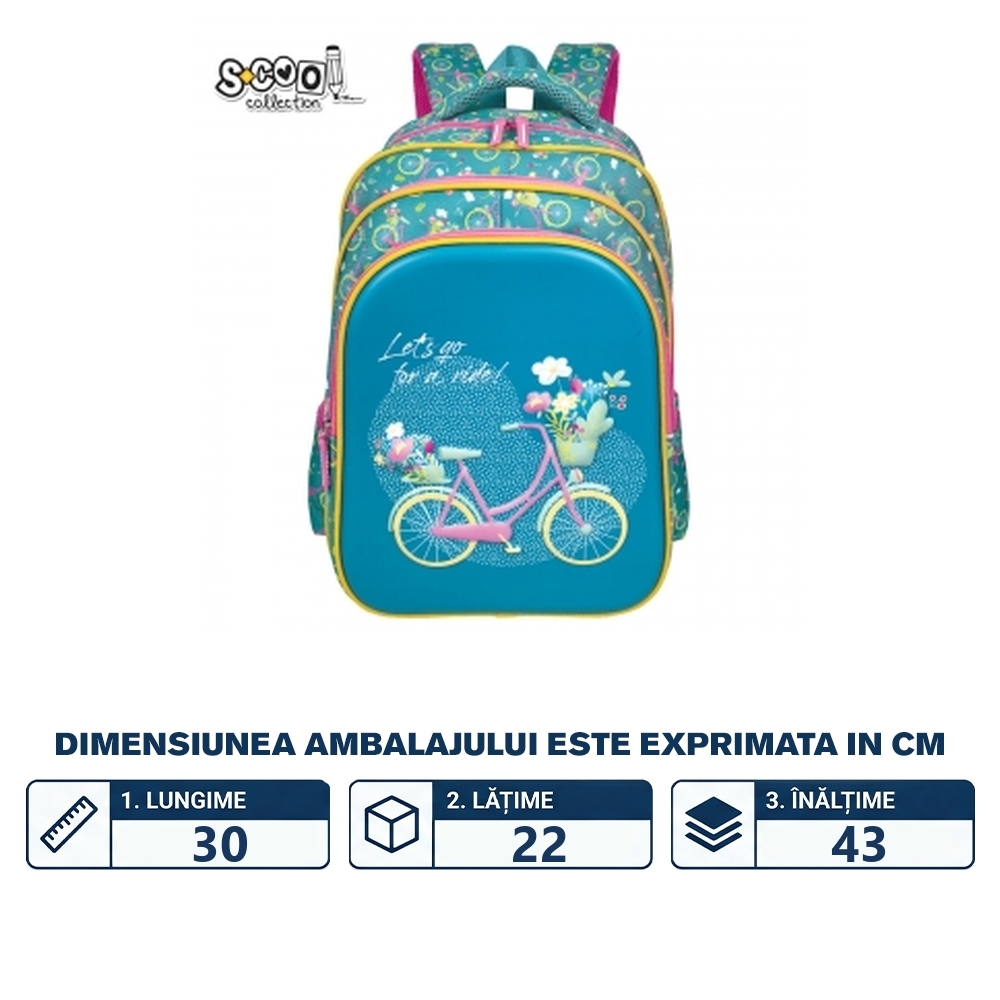 Ghiozdan 3D ergonomic, 43x30x22 cm, LET'S GO FOR A RIDE - S-COOL - imagine 2