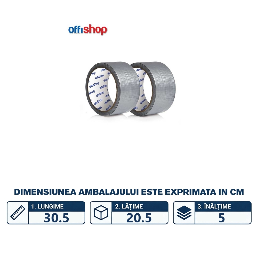 Banda adeziva, Duct Tape, 150 mic, 48mmx20m - OFFISHOP - imagine 2