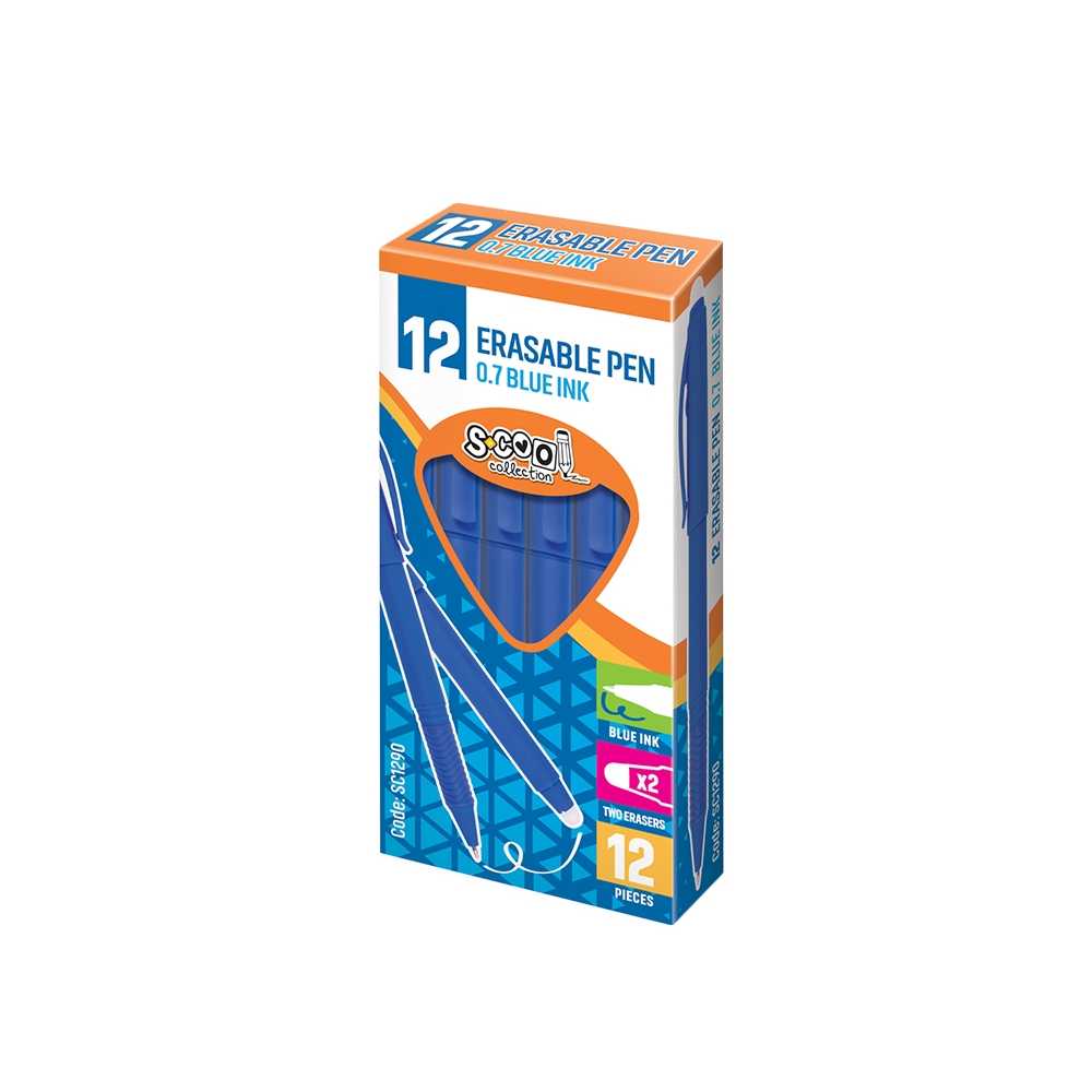 Pix cu radiera, mina termosensibila albastra, 12 buc/cutie - S-COOL