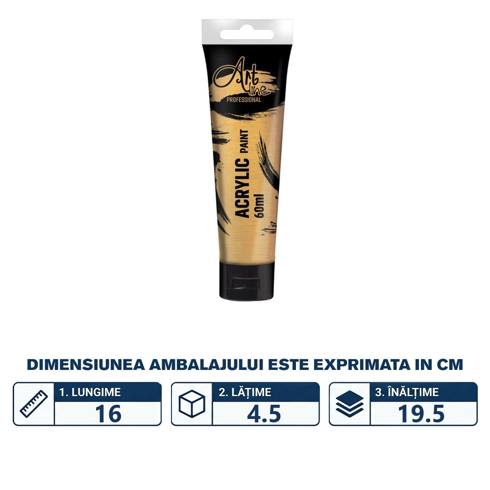 Vopsea acrilica metalizata Art, 60 ml, 6buc/set, METALLIC BROWN - ARTLINE - imagine 2