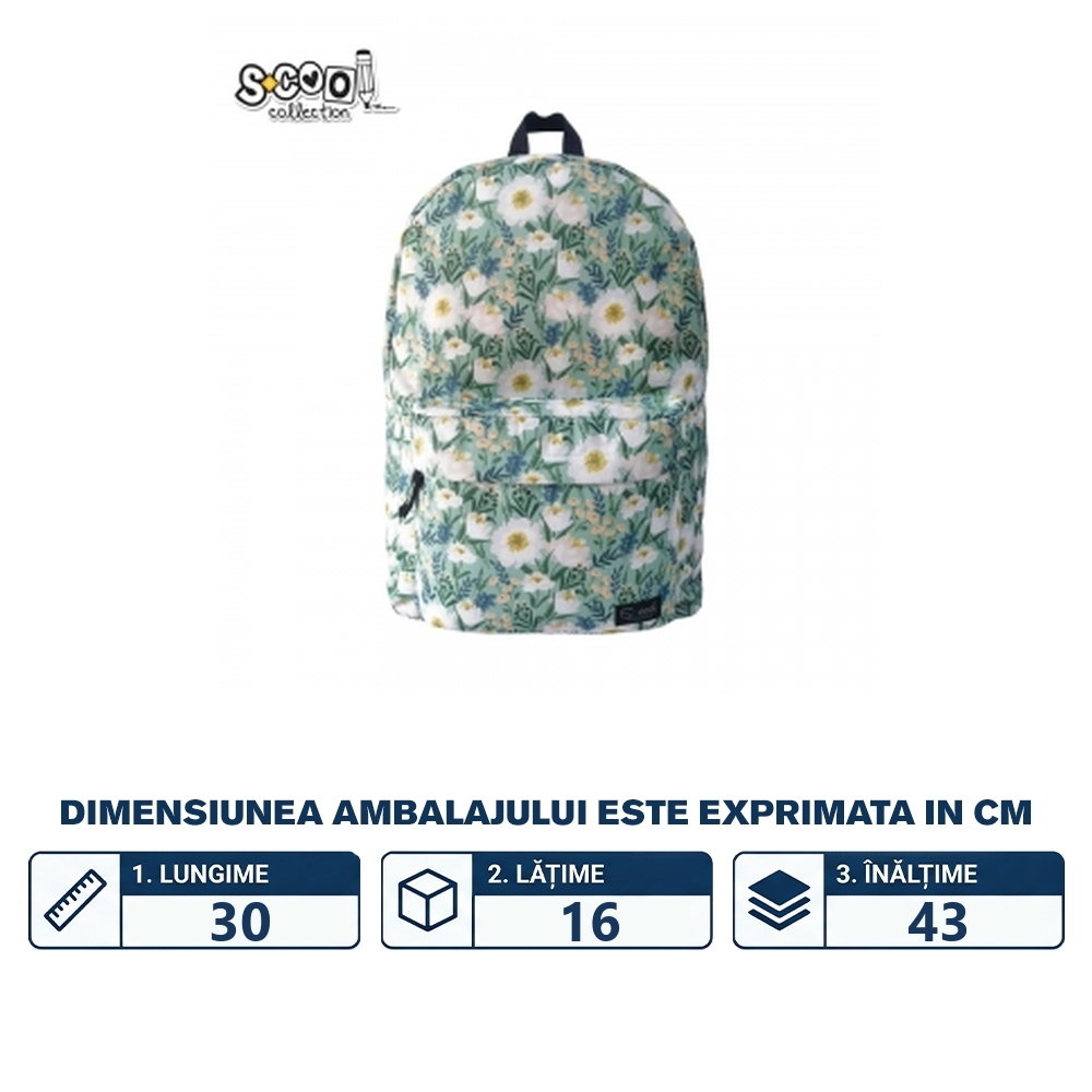 Ghiozdan CLASSIC, 43x30x16 cm, FLOWERS - S-COOL - imagine 2