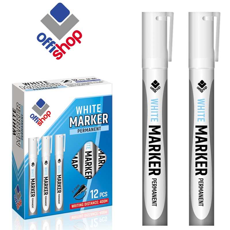 Marker permanent alb, 2-4 mm, 12 buc/set - OFFISHOP