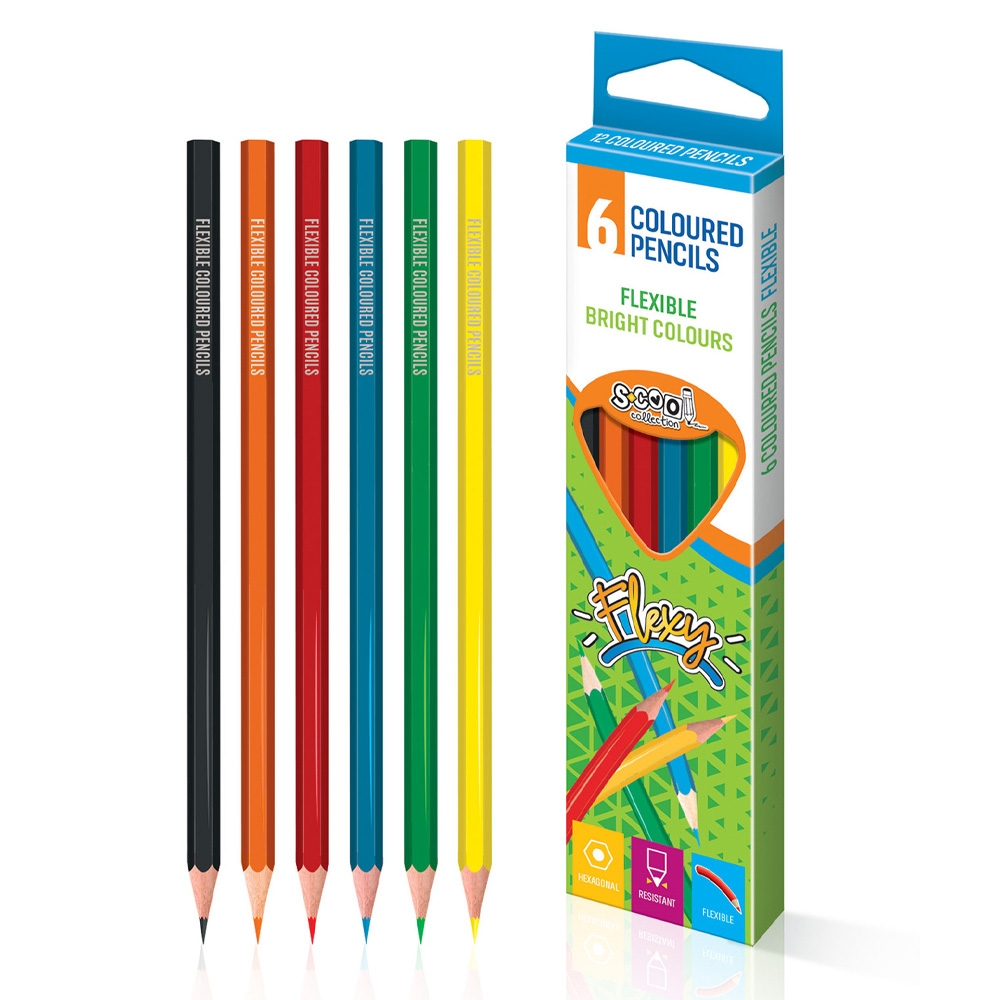 Creioane color, flexibile, 6 culori/set - S-COOL