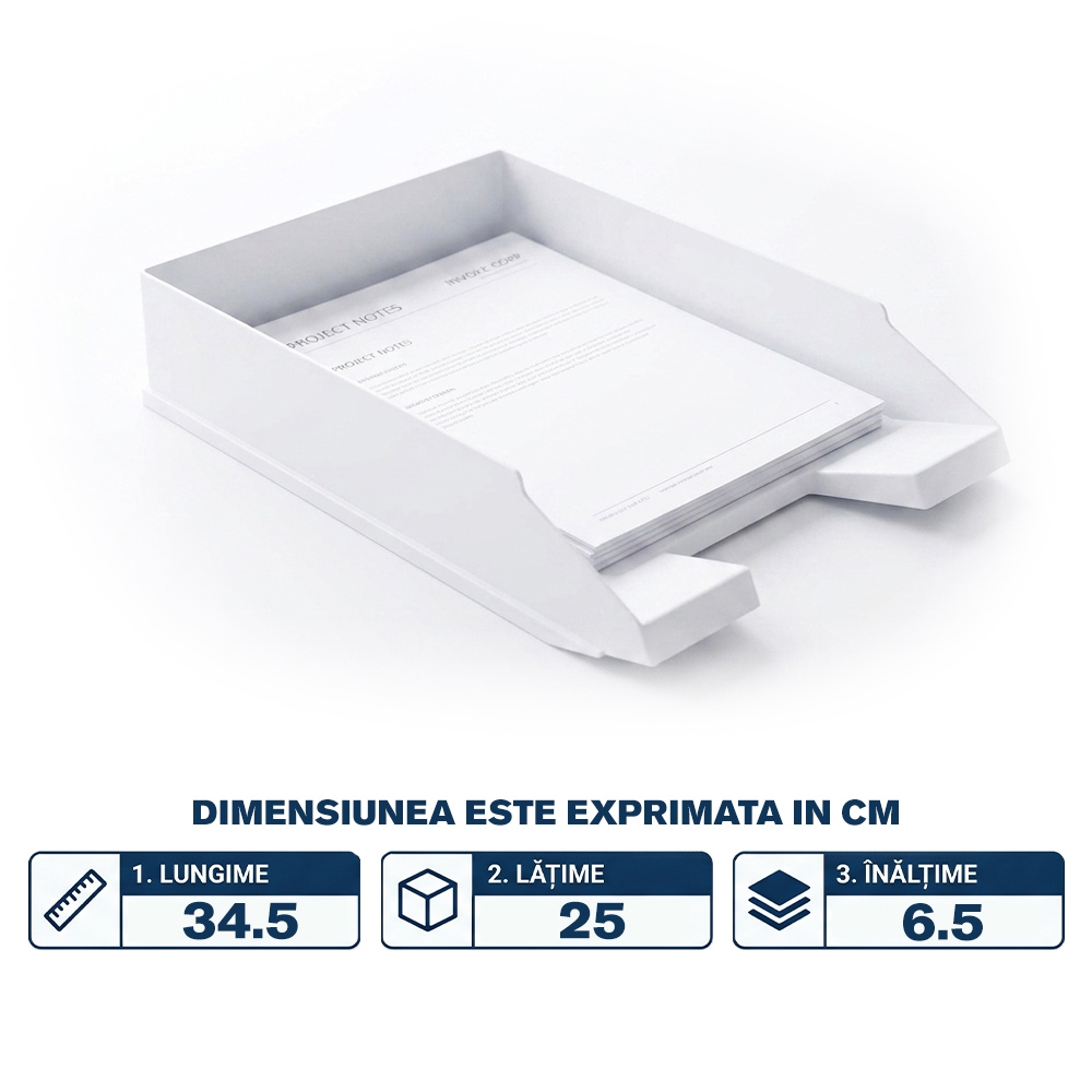 Tavita pentru documente, flexibila, HIPS, Alba - NEBO