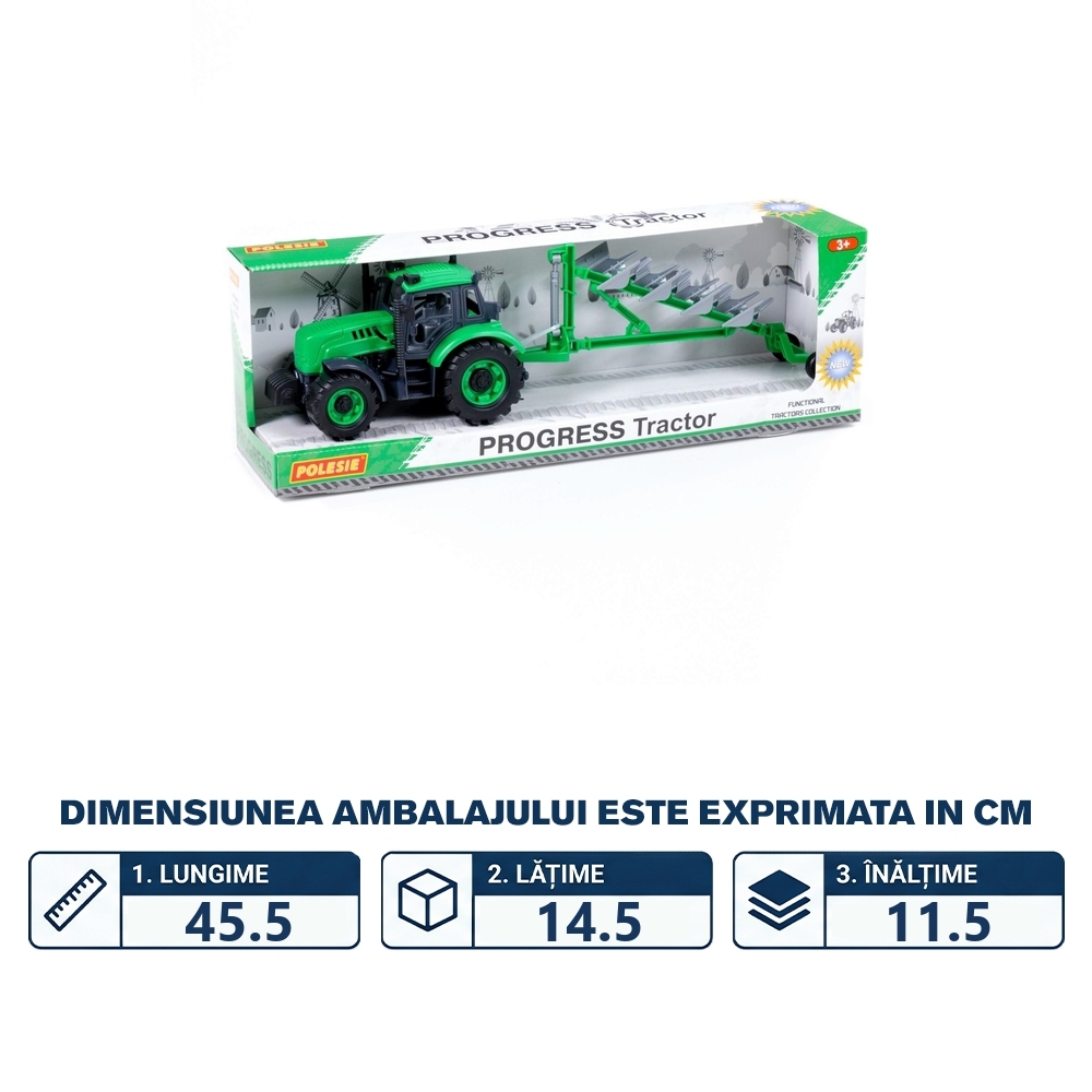 Tractor cu plug, cu frictiune, 45.5x11.5x14.5 cm, Polesie - imagine 2