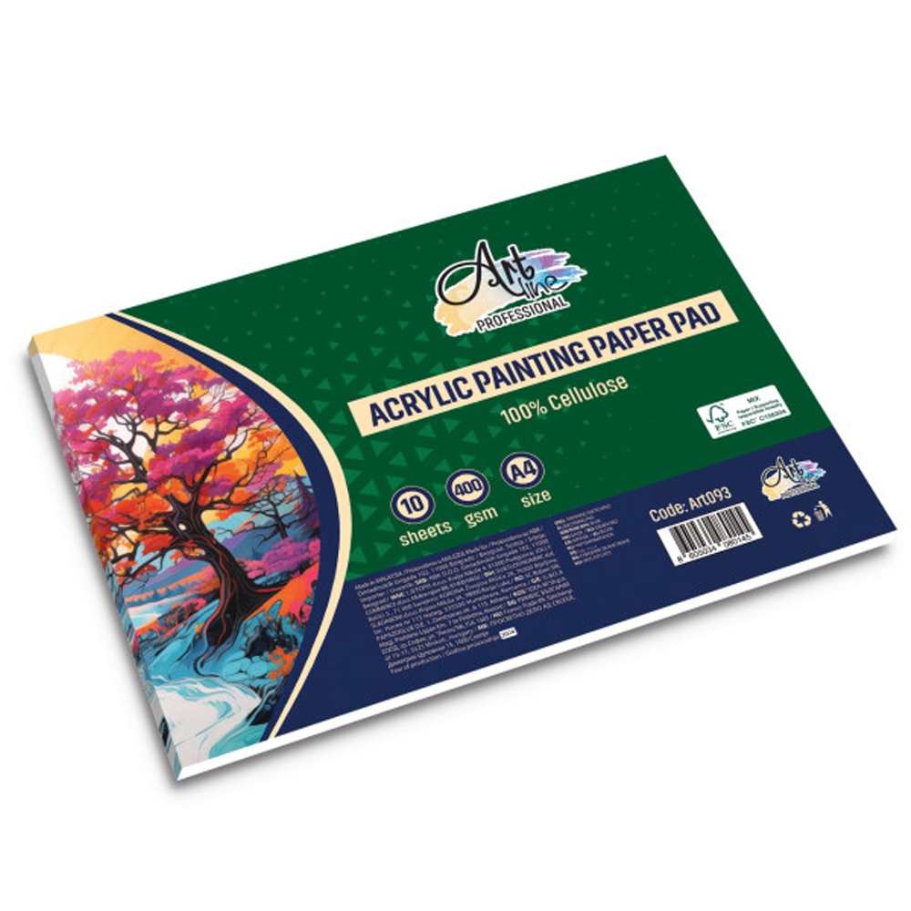 Bloc de desen acrilic, 100% celuloza, A4, 400g, 10 file - ARTLINE
