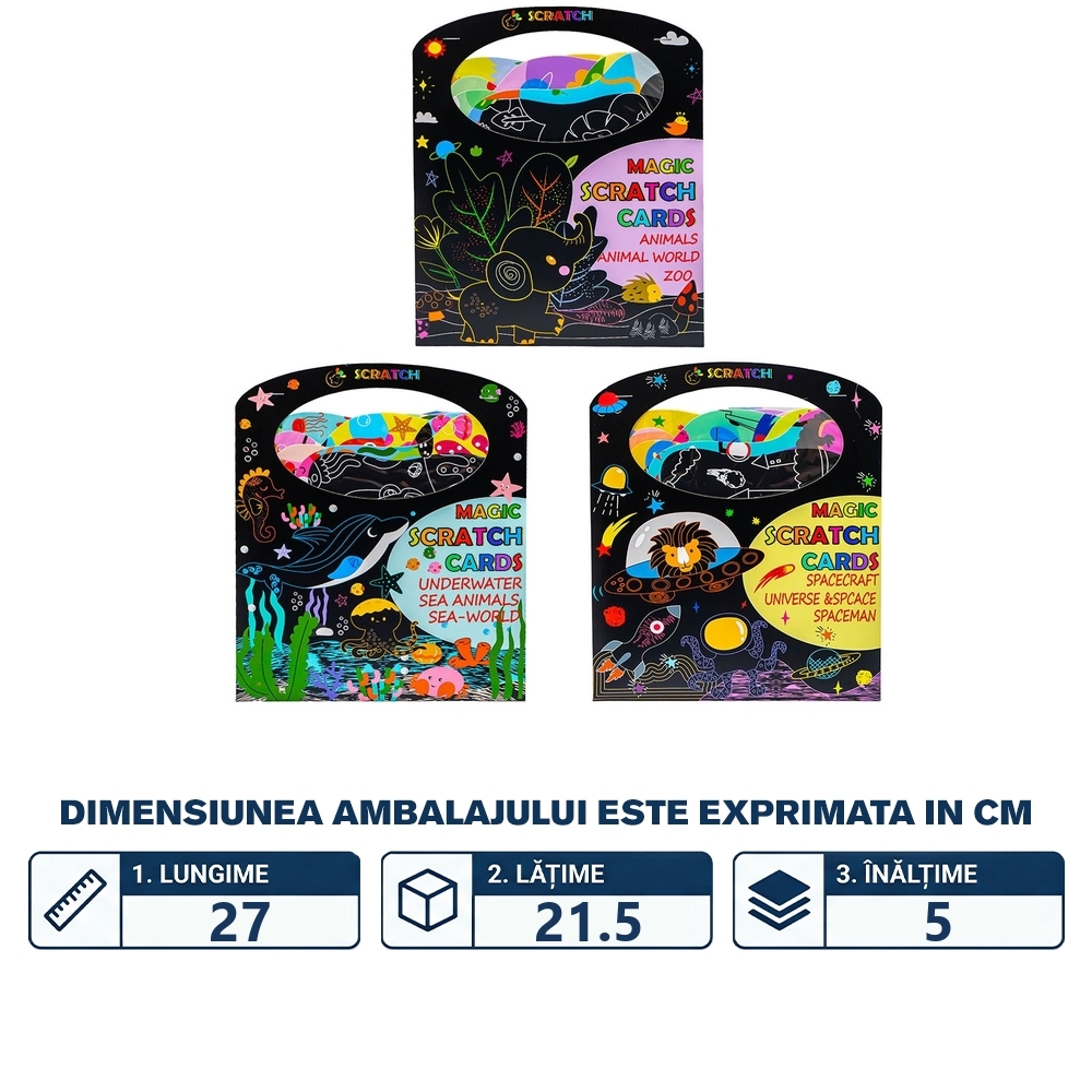 Cartonase hartie magica, cu animale, 6 buc/set - imagine 2