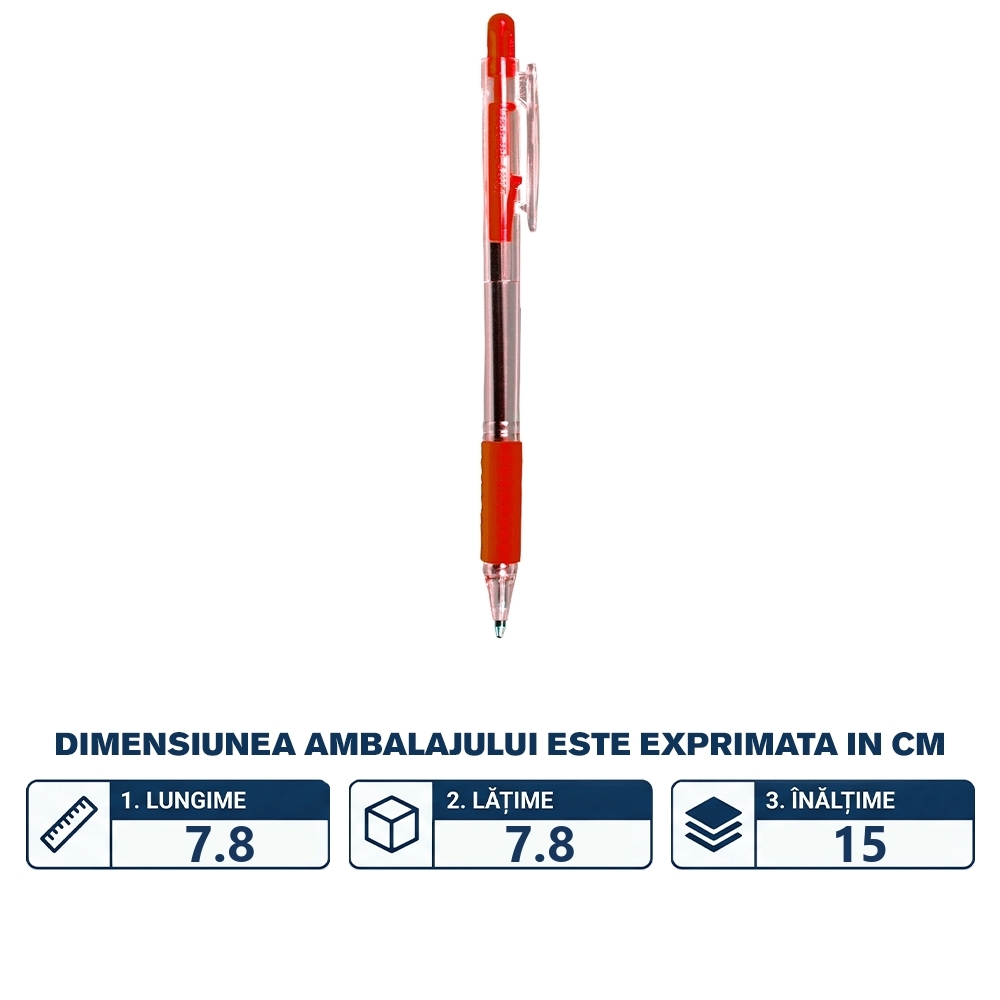 Pix Tip-Top Grip, mina rosie, 0.7 mm - LINC - imagine 2