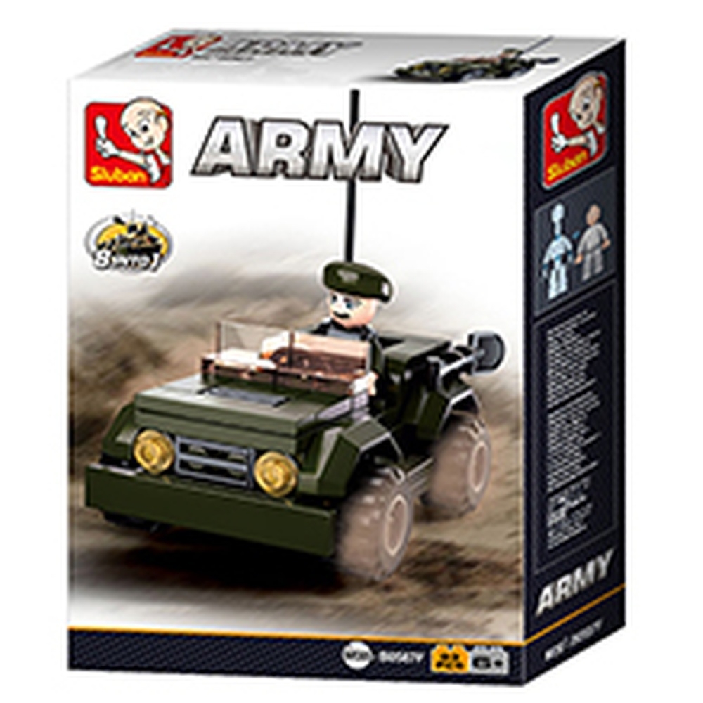 Set de constructie Army, 83 piese, Jeep militar - Sluban