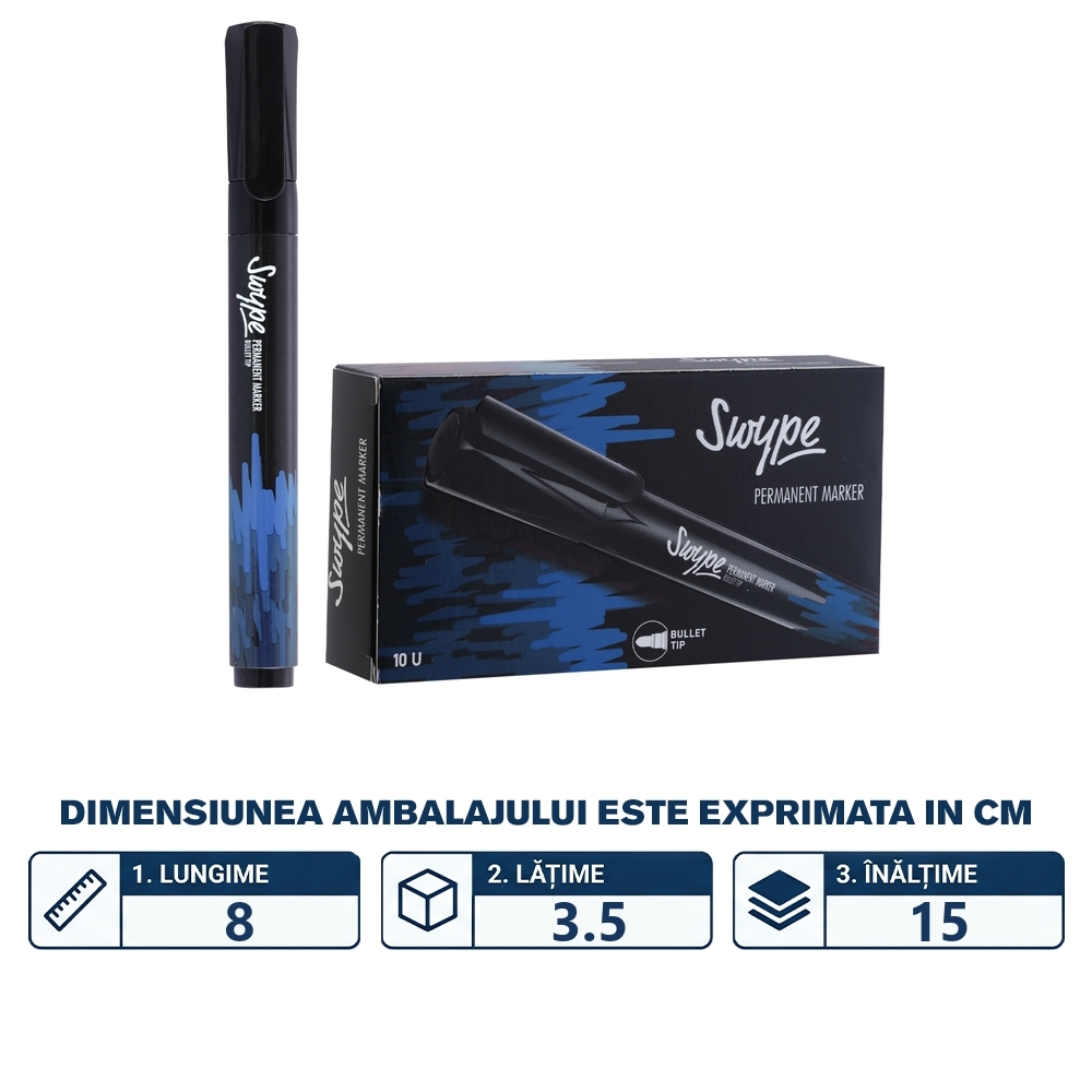 Marker permanent, Swype, albastru - LINC - imagine 2