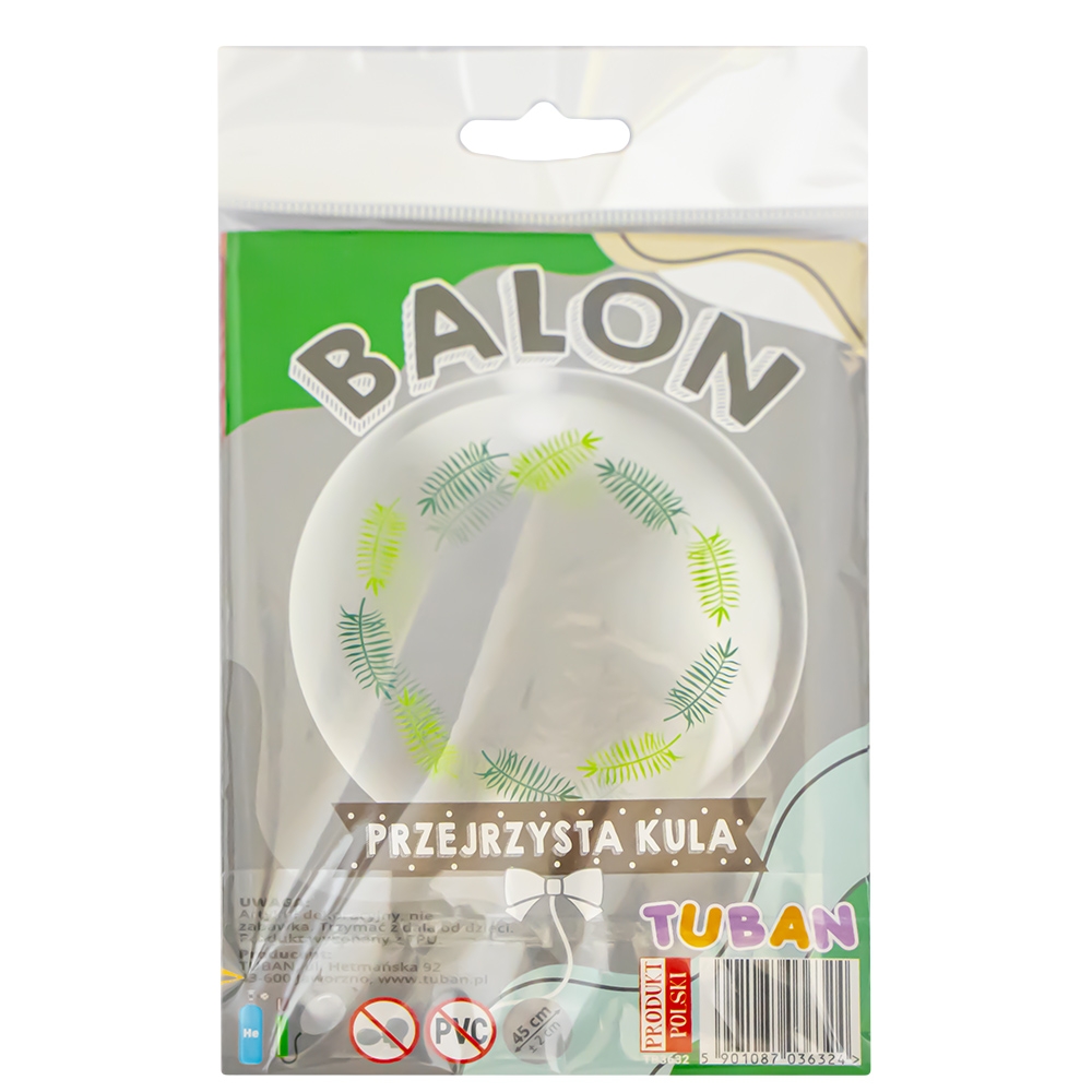 Balon transparent 45 cm - Frunze 2 - TUBAN - imagine 3