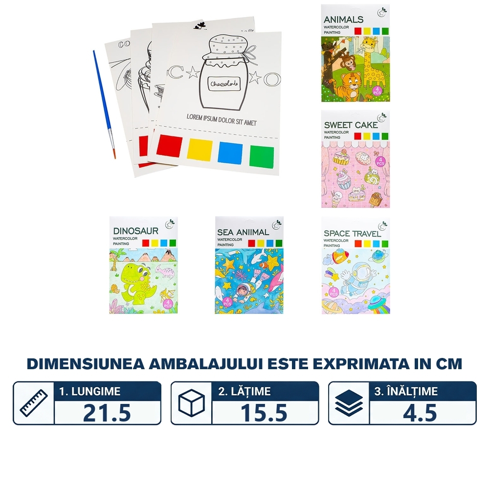 Cartonase de pictat cu apa, 4 buc/set - imagine 2