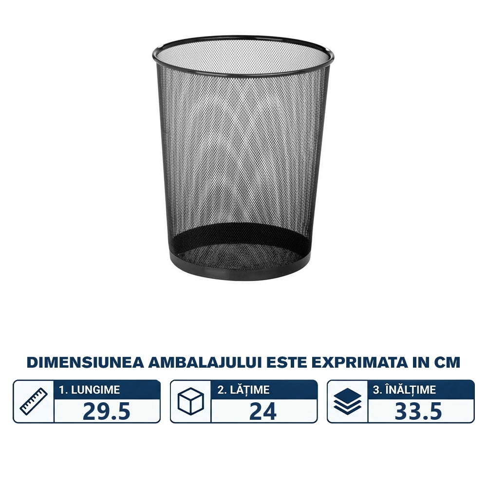 Cos gunoi MESH, 24x29,5x33,5cm, negru - OFFISHOP - imagine 2