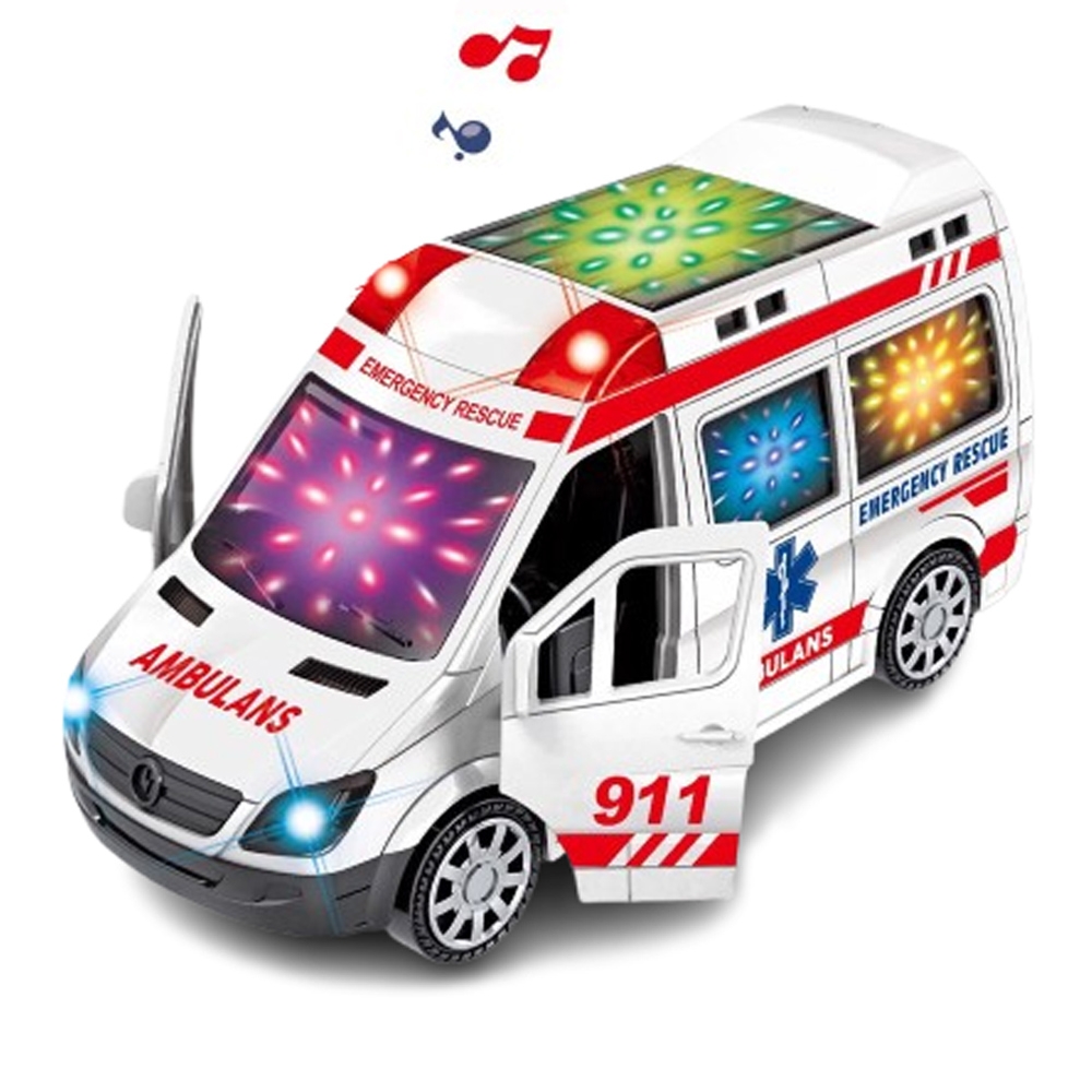 Ambulanta cu lumina si sunet, 13.5x5.5x7 cm - imagine 3
