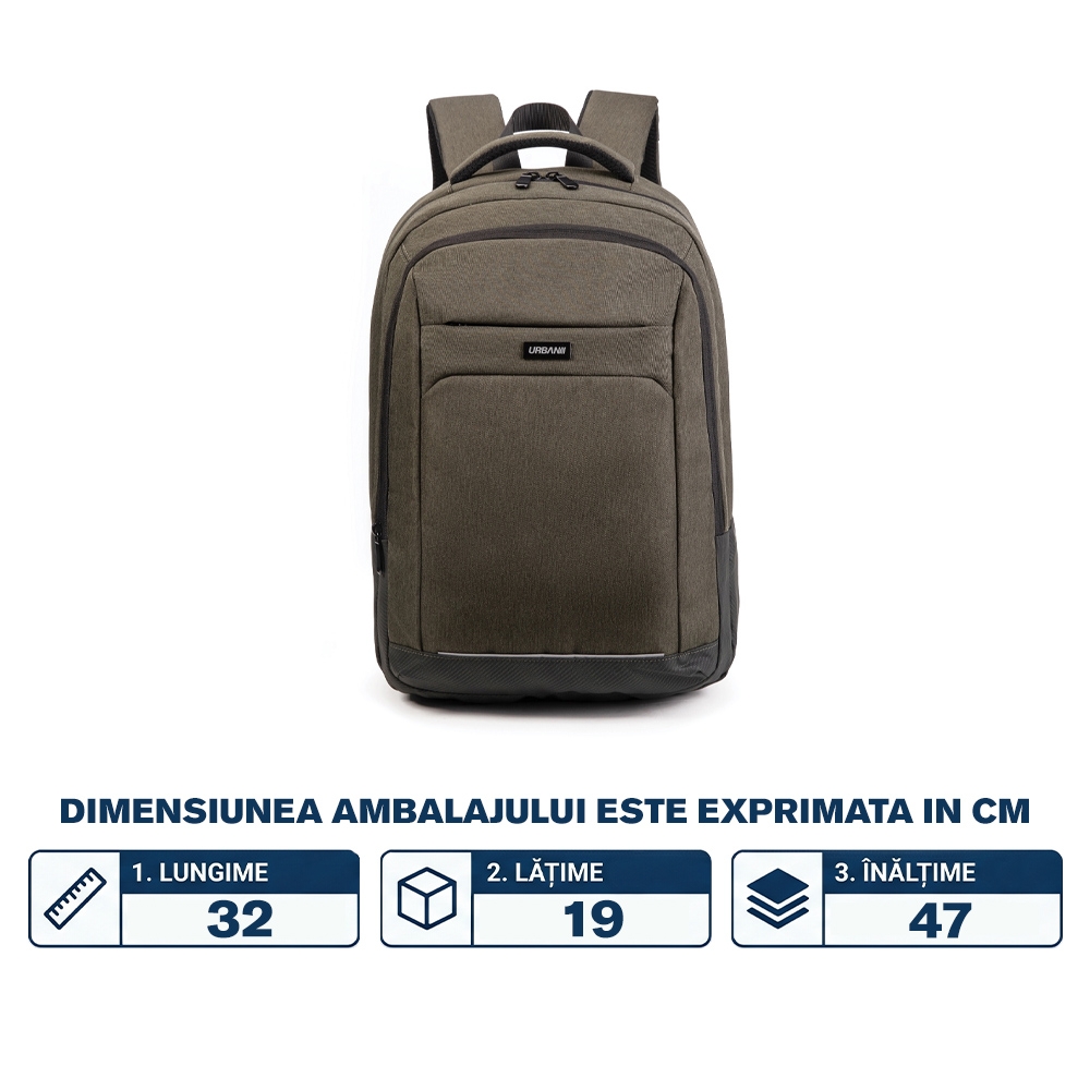 Ghiozdan compartiment laptop, URBAN MILITARY, 32x19x47 cm - OFFISHOP - imagine 2