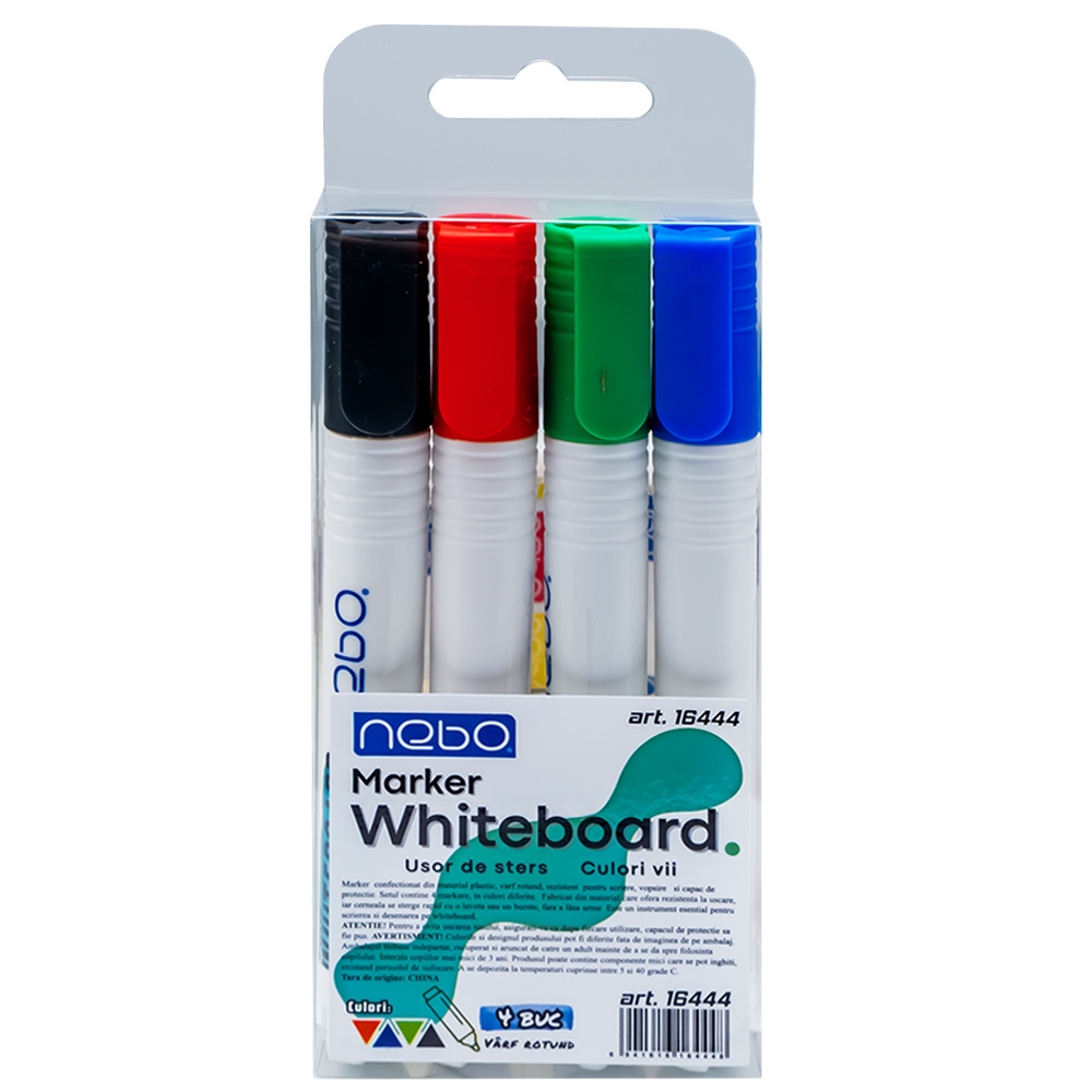 Markere Whiteboard, 4 culori/set - NEBO - imagine 3