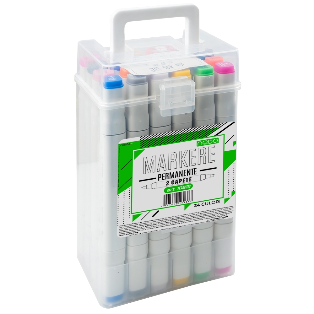 Marker permanent, cu 2 capete, 24 buc/set - NEBO - imagine 4