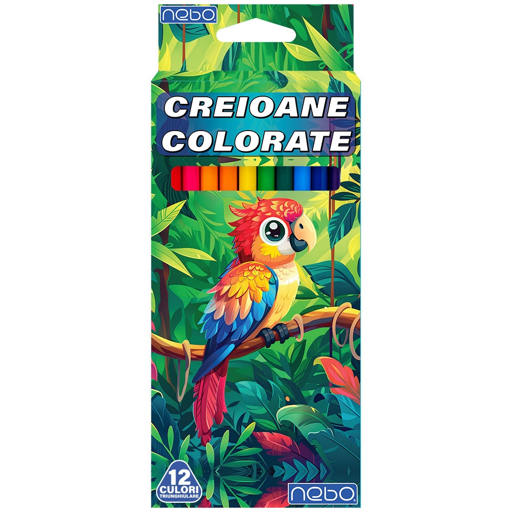 Creioane color, triunghiulare, 12 culori - NEBO - imagine 2