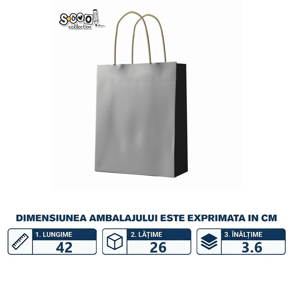 Punga hartie Craft, argintie, 26x32x12 cm, 150 gr - S-COOL - imagine 2