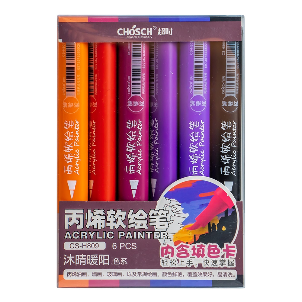 Markere acrilice, 6 culori/set - CHOSCH - imagine 3