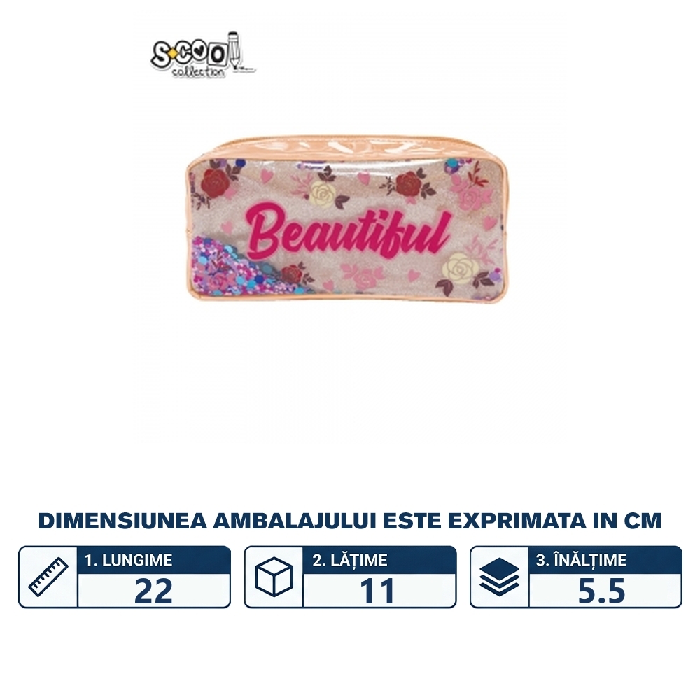 Penar borseta paiete, 1 fermoar, BEAUTIFUL, 22x11x5.5 cm - S-COOL - imagine 2
