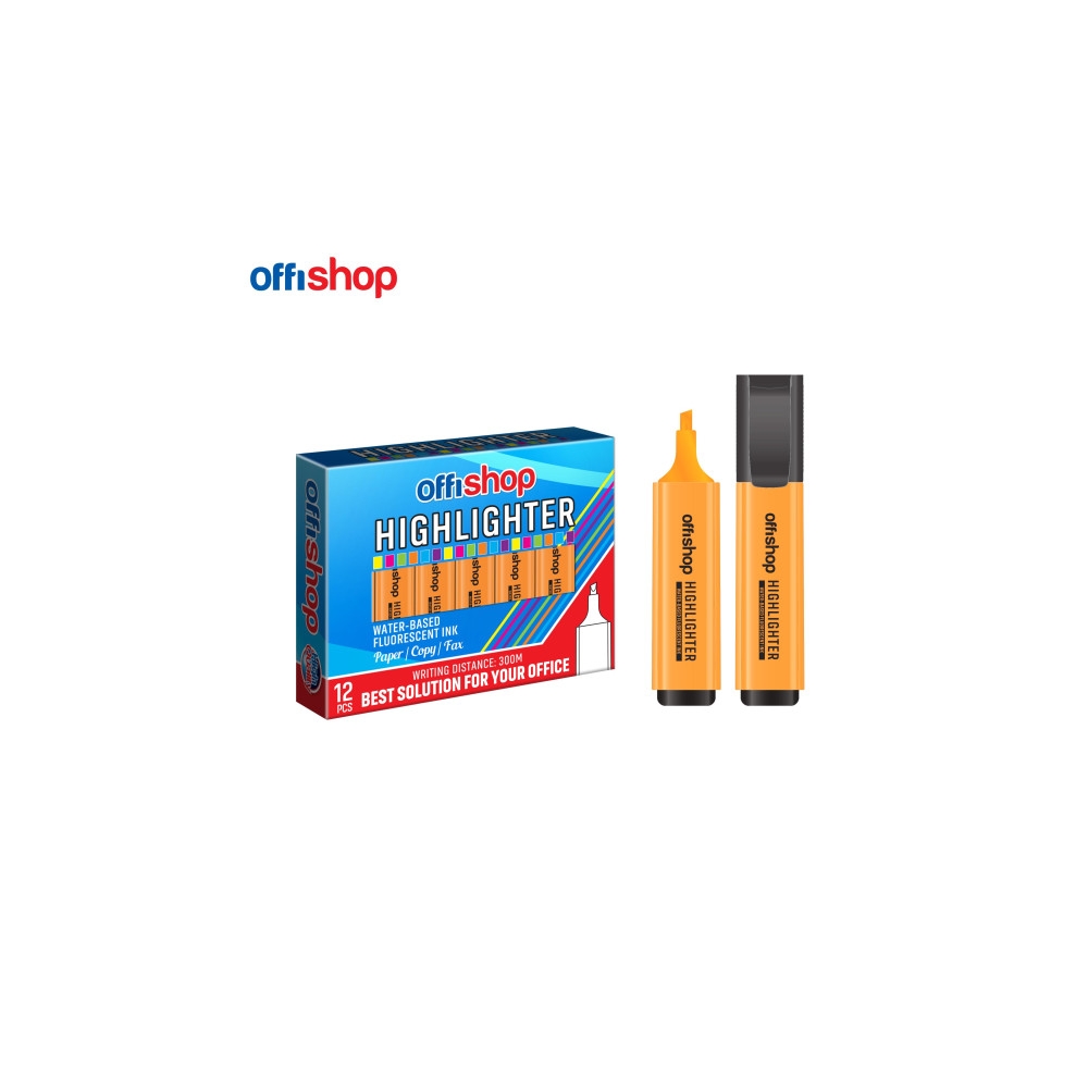 Textmarker fluorescent portocaliu, 1-5mm, 12 buc/set - OFFISHOP
