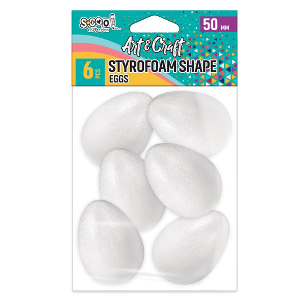 Accesorii craft, forme ovale polistiren, 5 cm, 6 buc/set - S-COOL