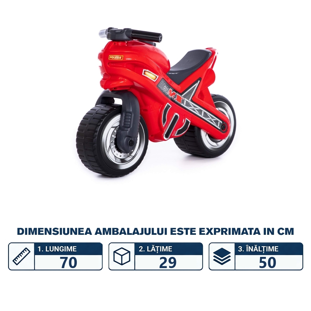 Motocicleta fara pedale, MX-ON, Rosie, 70x30x49.3 cm, Polesie - imagine 2