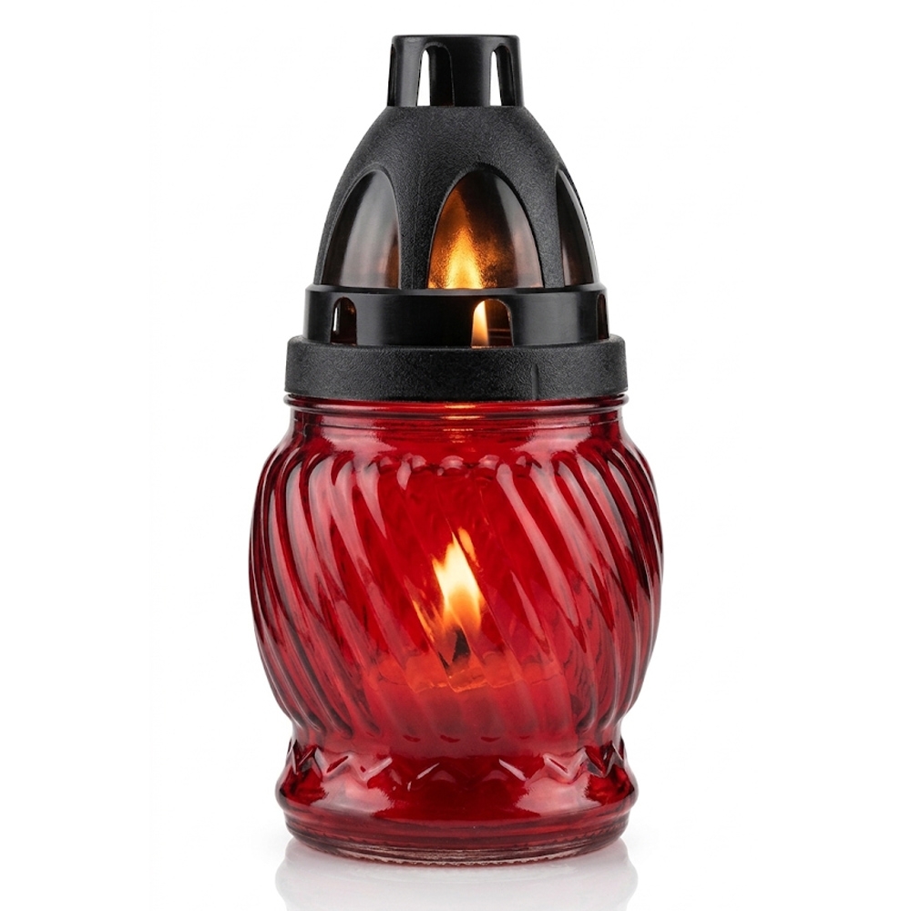 Candela sticla, rotunda, capac plastic negru, 140mm, ~4-6h, 30gr - imagine 3