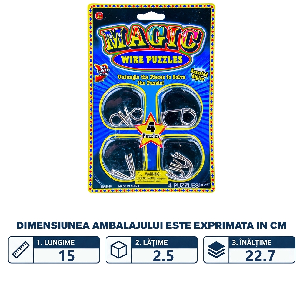 Puzzle mecanic, din metal, 4 buc/set - imagine 2